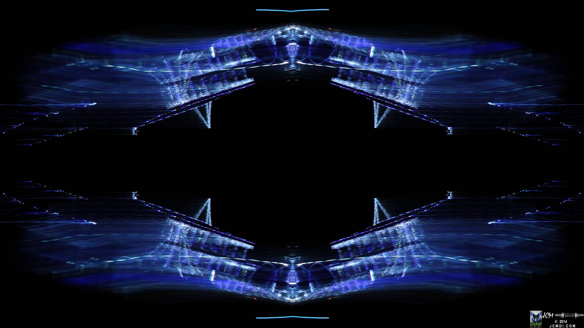 Quadroscopic Artwork made from an image of Abstract motion Christmas lights